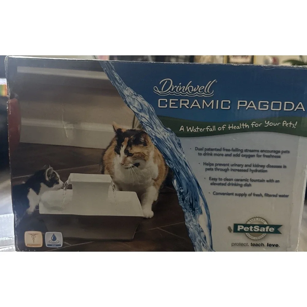Petsafe Drinkwell 70‎ oz. Ceramic Pagoda Pet Fountain Bowl PWW00-13907